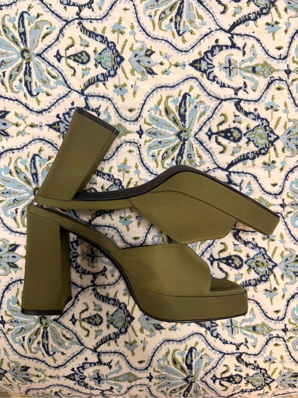Jeffrey Campbell Olive Green Platform Slide Heels -
